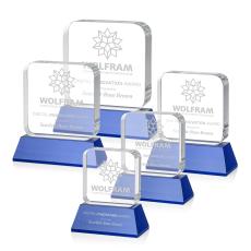 Flamborough Blue on Base Square / Cube Crystal Award - Desktop Awards