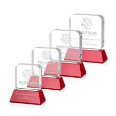 Flamborough Red on Base Square / Cube Crystal Award - Desktop Awards