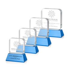 Flamborough Sky Blue on Base Square / Cube Crystal Award - Desktop Awards