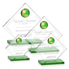 Ferrand Globe Green/Gold Diamond Crystal Award - Diamond Awards
