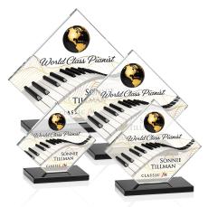 Ferrand Full Color Black/Gold Diamond Crystal Award - Diamond Awards