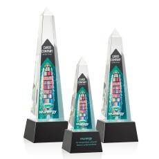 Master Full Color Black on Base Obelisk Crystal Award - Full Color Imprint
