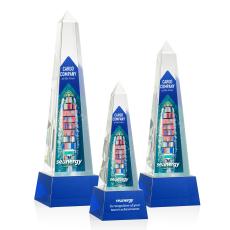 Master Full Color Blue on Base Obelisk Crystal Award - Full Color Imprint