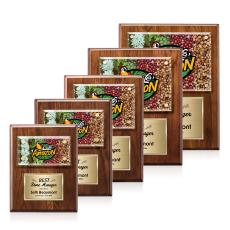 Gossamer Full Color Plaque - Walnut/Gold - Plaque Awards