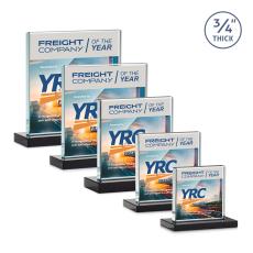 Terra Full Color Black Square / Cube Crystal Award - Desktop Awards