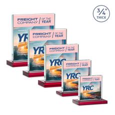 Terra Full Color Red Square / Cube Crystal Award - Desktop Awards