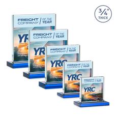 Terra Full Color Sky Blue Square / Cube Crystal Award - Desktop Awards