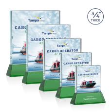 Terra Full Color Green on Newhaven Square / Cube Crystal Award - Desktop Awards