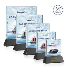 Terra Full Color Black on Newhaven Square / Cube Crystal Award - Desktop Awards