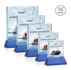 Terra Full Color Blue on Newhaven Square / Cube Crystal Award - Desktop Awards