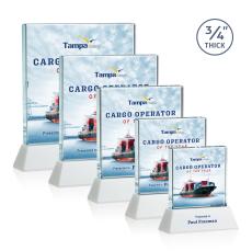 Terra Full Color White on Newhaven Square / Cube Crystal Award - Desktop Awards