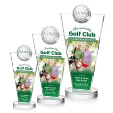 Slough Golf Full Color Clear Globe Crystal Award - Golf Awards