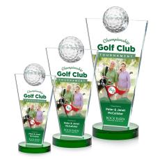 Slough Golf Full Color Green Globe Crystal Award - Golf Awards