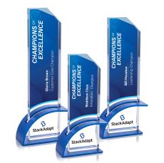 Barton Full Color Blue Crystal Award - Full Color Imprint