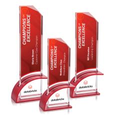 Barton Full Color Red Crystal Award - Full Color Imprint