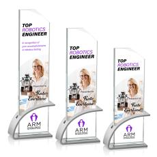 Barton Full Color Silver Rectangle Crystal Award - Full Color Imprint