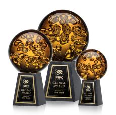Avery Globe on Tall Marble Glass Award - Glass Awards
