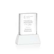 Merit White on Base Rectangle Crystal Award - Crystal Awards