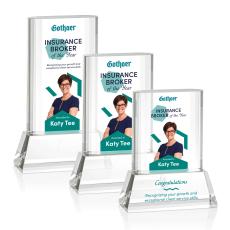 Merit Full Color Clear on Base Rectangle Crystal Award - Full Color Imprint