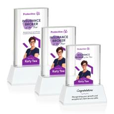 Merit Full Color White on Base Rectangle Crystal Award - Full Color Imprint