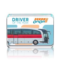 Calverley Full Color Rectangle Crystal Award - Desktop Awards