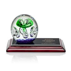 Aquarius Globe on Rosewood Base Glass Award - Glass Awards