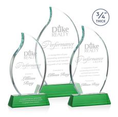 Croydon Green on Newhaven Base Flame Crystal Award - Colored Crystal Awards
