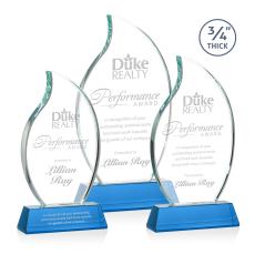Croydon Sky Blue on Newhaven Base Flame Crystal Award - Crystal Awards