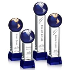 Luz Blue/Gold on Base Globe Crystal Award - Globe Awards