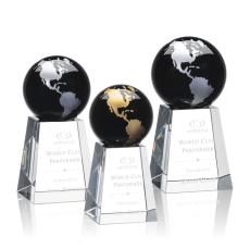 Heathcote Black/Gold Globe Crystal Award - Awards and Trophies