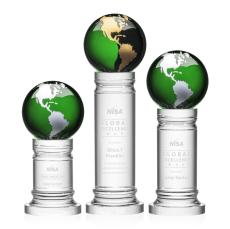 Colverstone Green/Gold Globe Crystal Award - Awards and Trophies