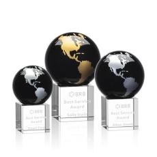 Haywood Black/Gold Globe Crystal Award - Awards and Trophies