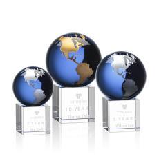 Haywood Blue/Gold Globe Crystal Award - Awards and Trophies