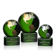 Marcana Green/Gold Globe Crystal Award - Awards and Trophies