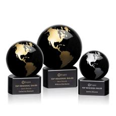 Marcana Black/Gold Globe Crystal Award - Awards and Trophies