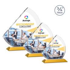 Nantucket Full Color Amber Peaks Crystal Award - Awards and Trophies