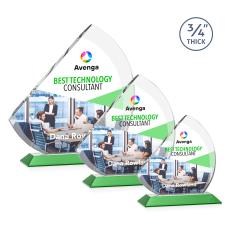 Nantucket Full Color Green Peaks Crystal Award - Awards and Trophies