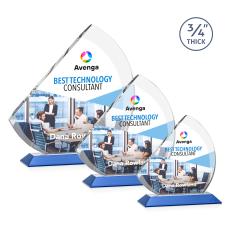 Nantucket Full Color Blue Peaks Crystal Award - Awards and Trophies