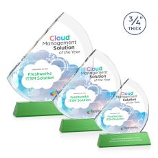 Nantucket Full Color Green on Newhaven Peaks Crystal Award - Awards and Trophies