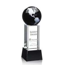 Luz Black/Silver on Base Globe Crystal Award - Awards and Trophies