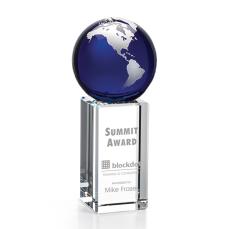 Luz Blue/Silver Globe Crystal Award - Awards and Trophies
