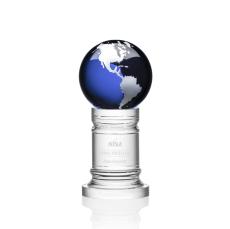 Colverstone Blue/Silver Globe Crystal Award - Crystal Awards