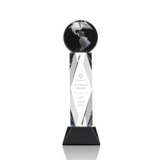 Ripley Globe Black/Silver Towers Crystal Award - Crystal Awards