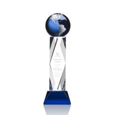 Ripley Globe Blue/Silver Towers Crystal Award - Crystal Awards
