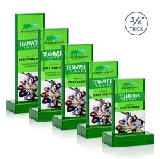 Hathaway Full Color Green Rectangle Crystal Award - Crystal Awards