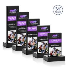 Hathaway Full Color Black Rectangle Crystal Award - Crystal Awards