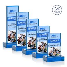 Hathaway Full Color Sky Blue Rectangle Crystal Award - Crystal Awards