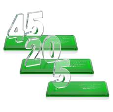 Northam Anniversary Green Number Crystal Award - Awards and Trophies
