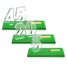 Northam Anniversary Full Color Green Number Crystal Award - Crystal Awards