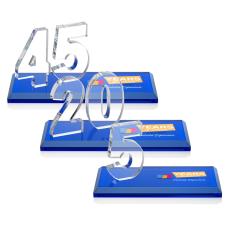 Northam Anniversary Full Color Blue Number Crystal Award - Crystal Awards